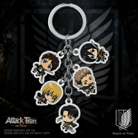 Attack on Titan Acrylic Transparent Keychain Double Sided Set of 5 Anime Pendant Cosplay Gift