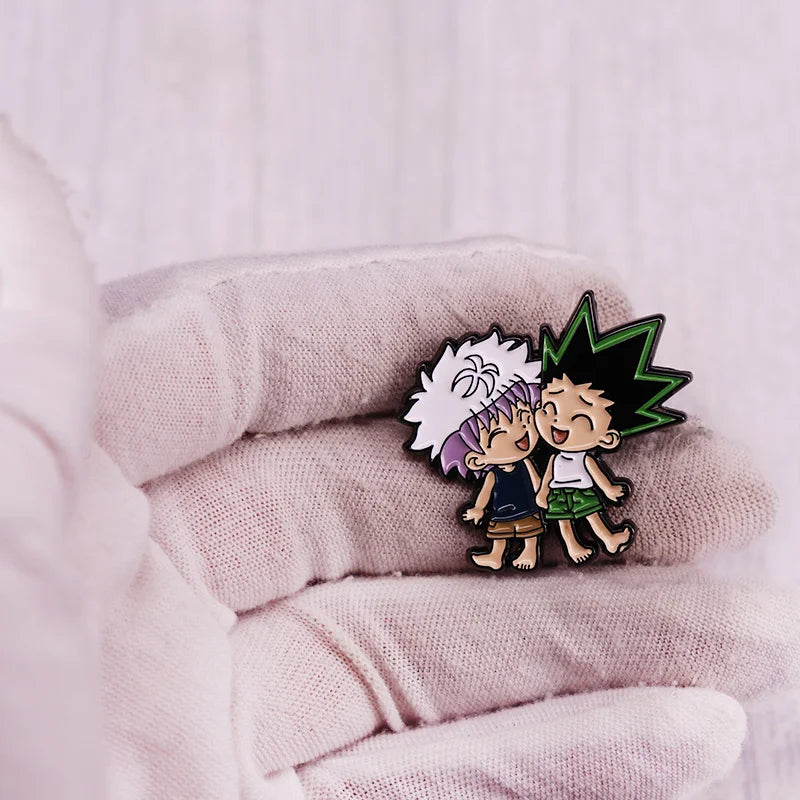 Anime Hunter X Hunter Gon and Killua Enamel Pin Bff Brooches Badge Jewelry Decoration