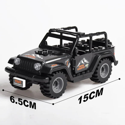 Military Special Forces SWAT Gangster Jeeps Off-Road Vehicle Assault Boat Model Soldier Weapons Building Block Toy For Children