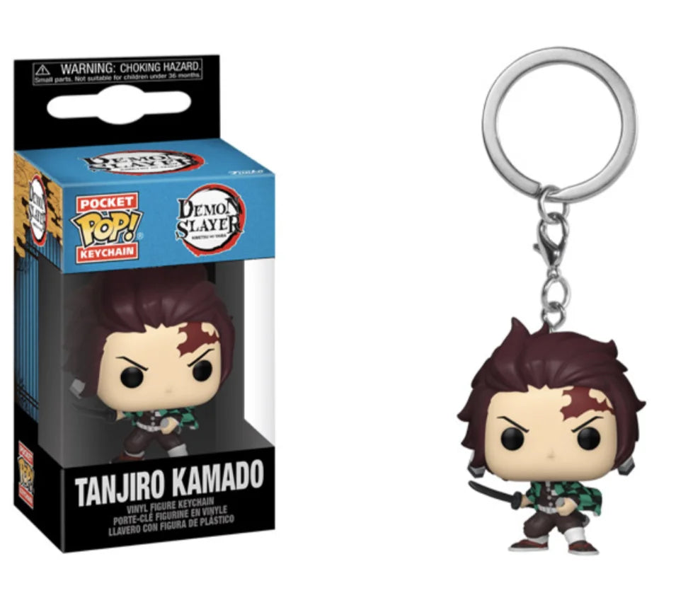 NEWest Arrival FUNKO keychain Demon Slayer Zenitsu Inosuke Hashibira Nezuko Kamado Tanjiro Kamado Keychain Figure for kids gifts