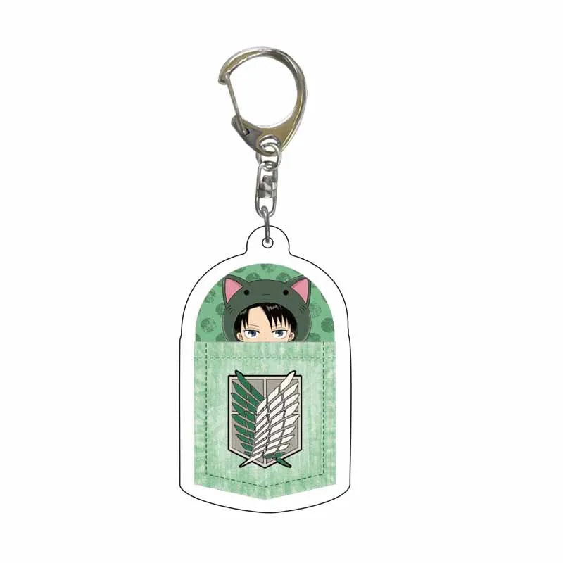 Attack On Titan Anime Peripheral Acrylic Figure Display Keychain Pendant Eren Mikasa Levi Creative Decorative Gift Accessories