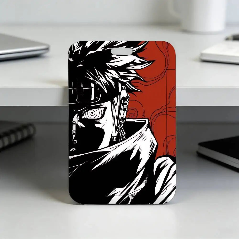 Anime N-NARUTO Akatsuki Itachi Sharingan Transparent Card Holder Employee Plastic Slide Cover Lanyard Work Business ID Bag Bus
