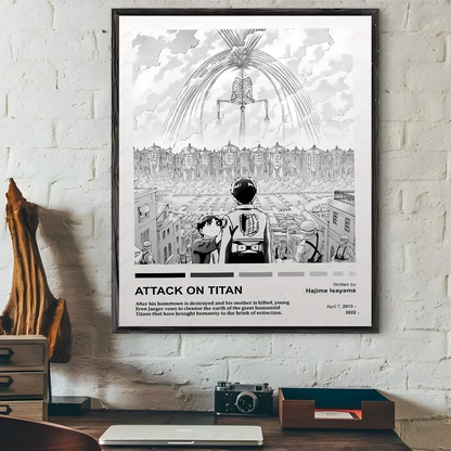 Attack on Titan Japanese Manga Poster Waterproof Sticky Wall Art for Living Room Bedroom Bar Hallway Decor