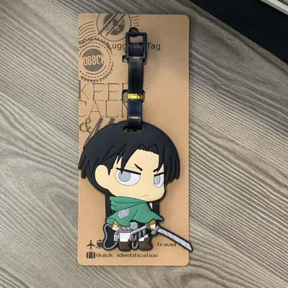 Attacks on Titan PVC Luggage Tag Silicone Mikasa Ackerman Travel Boarding Pass Anime Rivaille Model Figure Suitcase Tag Gift Toy
