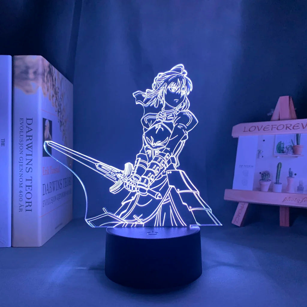 Anime 3d Light Fate Stay Night Saber for Bedroom Decor