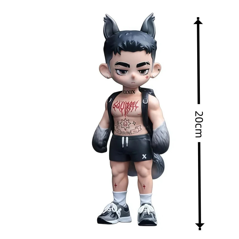 Toos Deer Head Boy Figure Muscle Guy Handsome Boy with Tattoo Warrior Doll Running Park Collection Ornament Accompany Gift