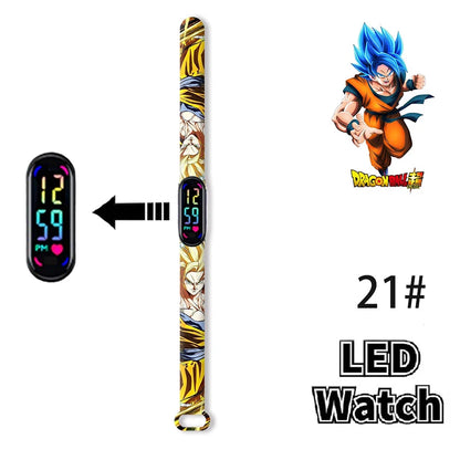 Bandai Dragon Ball Z 2 Fashion Cartoon Action Printing Anime LED Type Watches Kids Watch Birthday Gifts Toys