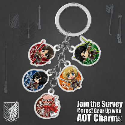 Attack on Titan Anime Keychain Set of 5 Double Sided Transparent Acrylic Hanging Pendant Accessories Gift for Fans Collection