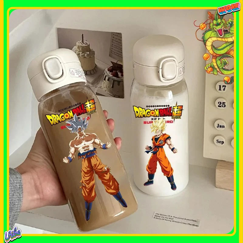 For Dragon Ball Straw Bottles 600ml Vegeta Goku Transparent Plastic Anti Drop Water Bottle Students Outdoor Capacity