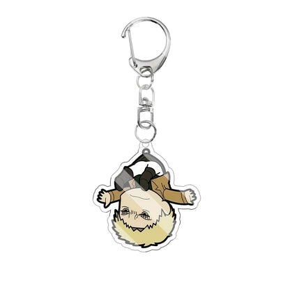 Cartoon Attack on Titan Cute Acrylic Keychain Survey Corps Uniform Anime Character Funny Hanging Pose Bag Pendant Cute Accessory