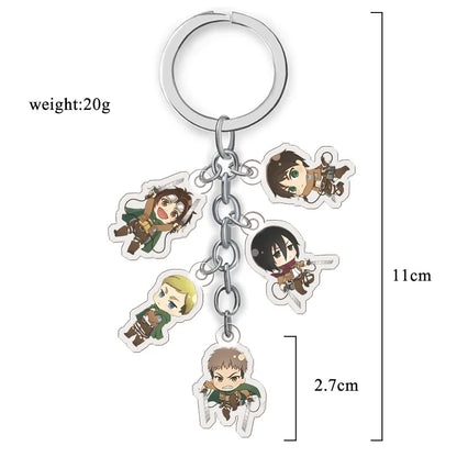 Attack on Titan Anime Acrylic Double Sided Transparent Keychain Set of 5 Pendant Hanging Accessories for Fans Collection Gift