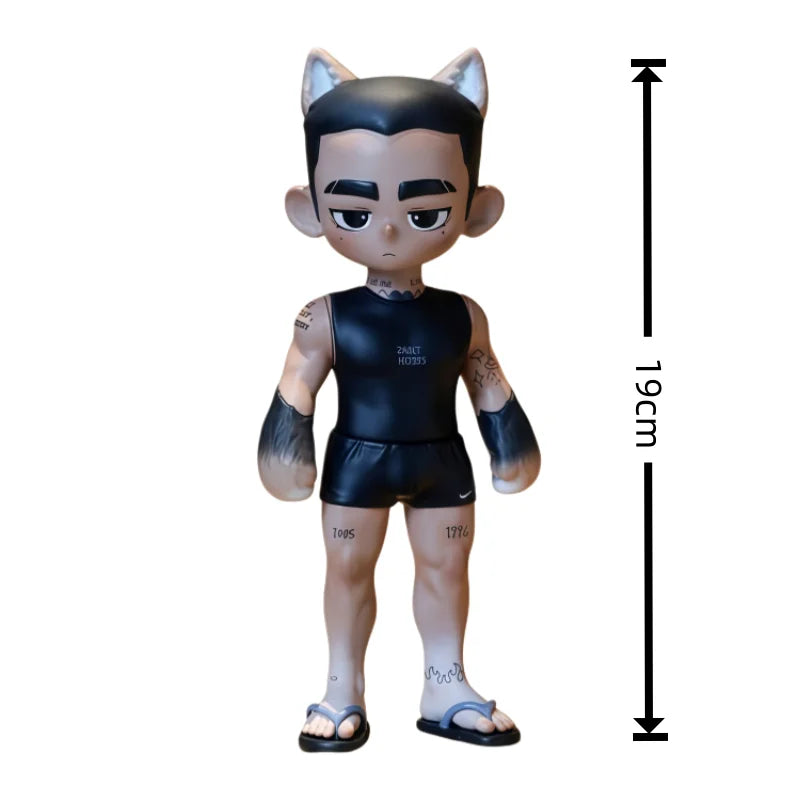 Toos Deer Head Boy Figure Muscle Guy Handsome Boy with Tattoo Warrior Doll Running Park Collection Ornament Accompany Gift