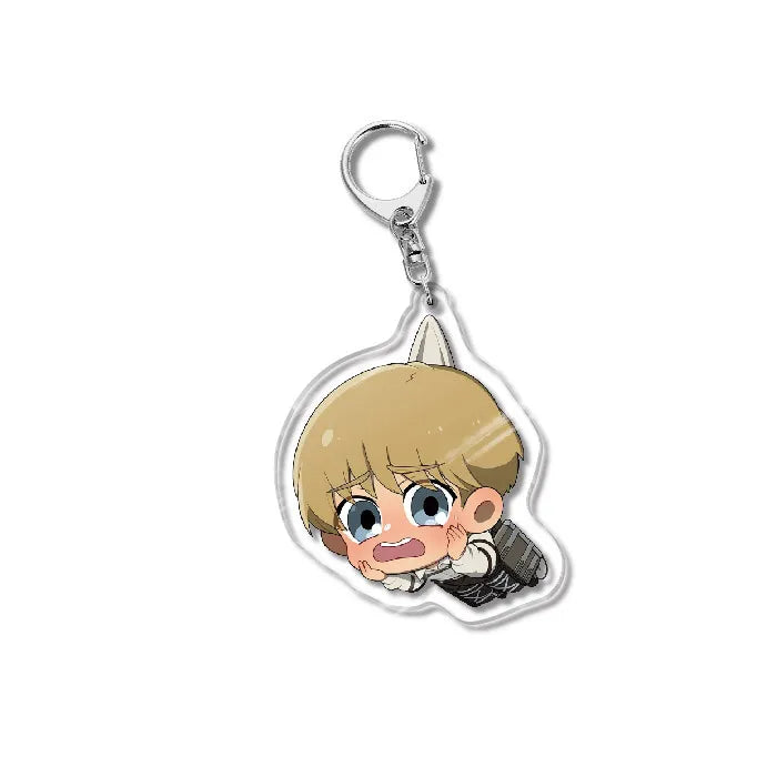Attack On Titan Acrylic Figure Display Cartoon Keychain Eren Mikasa Levi Anime Desk Ornament Key Ring Accessories Q Version