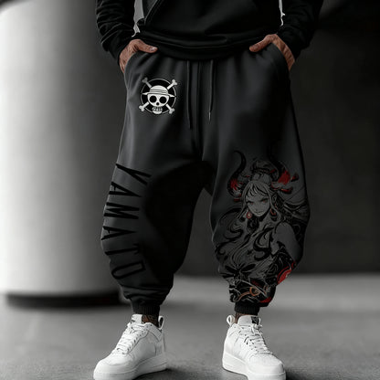 ONE PIECE Anime Yamato Printed Sweetpants 2025 Autumn/Winter Men's New Hip Hop Trend Y2K Casual Loose Sports Tapped Pants