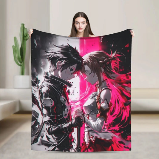 Sword Art Online Kirito Asuna Throw Blanket