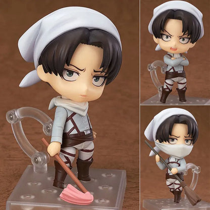 #417 Levi Ackerman Cleaning Captain Interchangeable Face Figure Desktop Ornament Collectible Gift For Attack On Titan Anime Fans