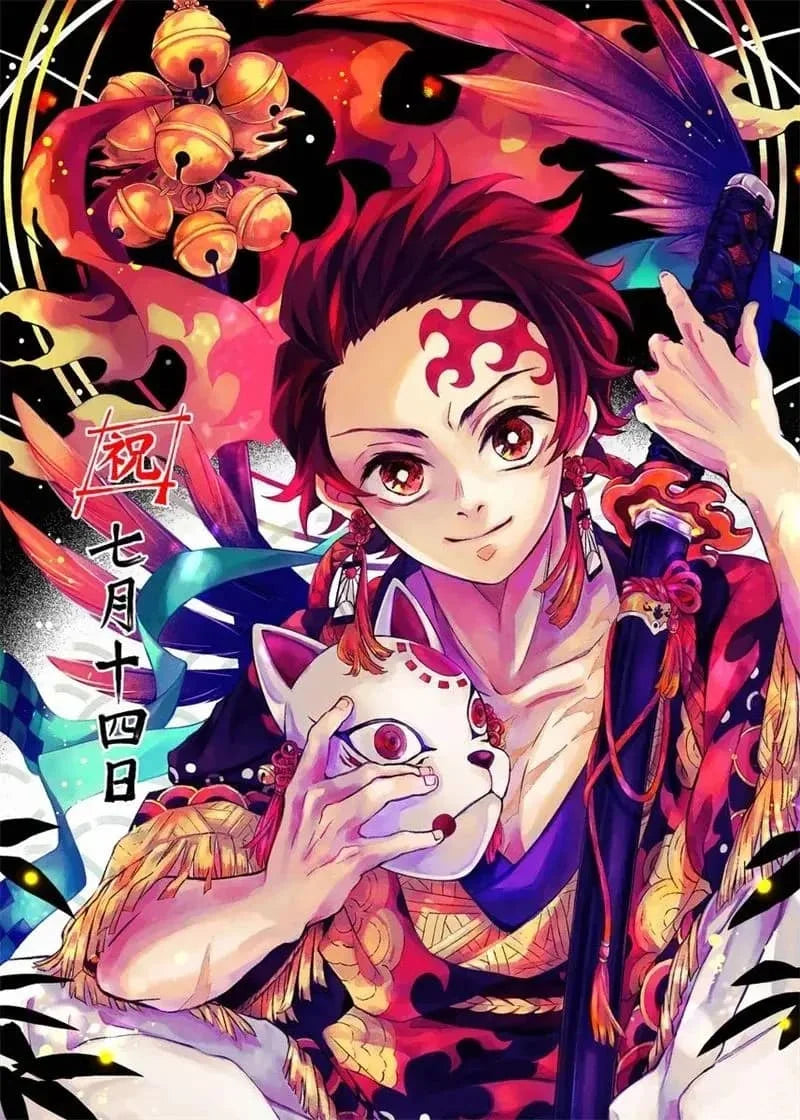 5D DIY Diamond Painting Japan Classic Hot Anime Demon Slayer Full Square Round Drill Mosaic Embroidery Home Decor Kids Gift