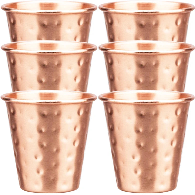 6cs 8Pcs New 100% Copper Cups Pure Solid  Moscow Mule PURE Copper Mugs-Shaped 2oz Cocktail Cups Beer Milk Mug Drinkware