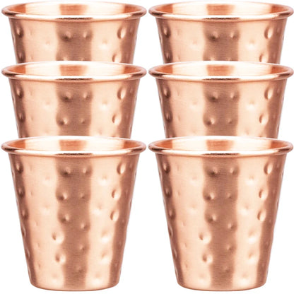6cs 8Pcs New 100% Copper Cups Pure Solid  Moscow Mule PURE Copper Mugs-Shaped 2oz Cocktail Cups Beer Milk Mug Drinkware