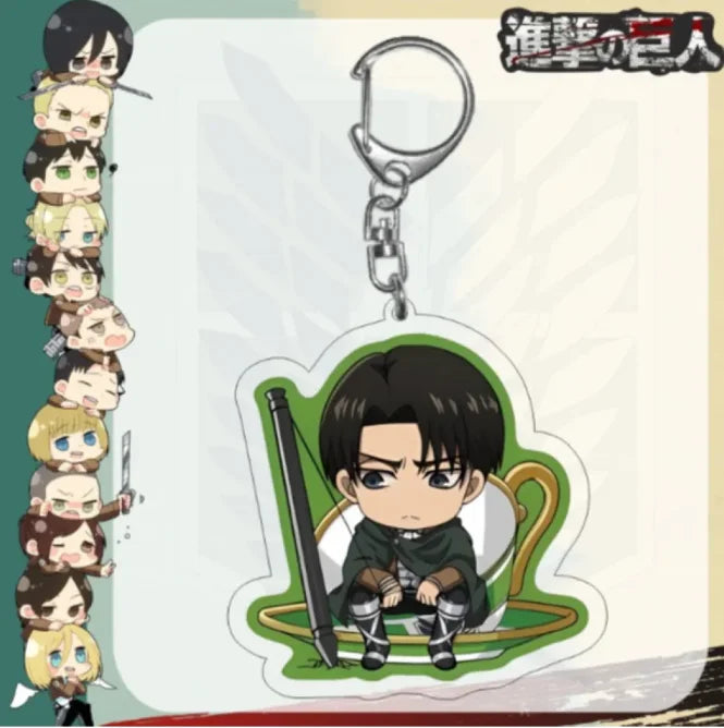 Acrylic Keychain for Attack On Titan Levi Annie Erwin Historia Hange Chibi Version Acrylic Key Buckle Anime Decoration Pendant