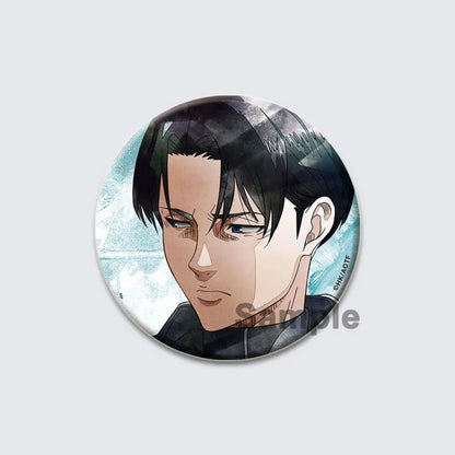 Eren Levi Armin Arlert Erwin Cartoon Badge Attack on Titan Brooches on Backpack Clothes Handmade Round Pins for Gift Accessory