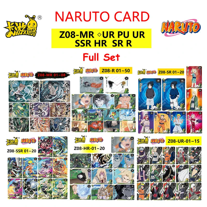 Kayou Naruto Card Set AR CR MR UR PTR SSR SR R T2W9 T4W8 Full Series Uzumaki Sasuke Hinata Uchiha Anime Collection Cards Toy Gif
