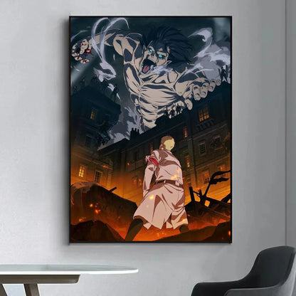 1pc Anime Attack On Titan Poster Self-adhesive Art Waterproof Paper Sticker Coffee House Bar Room Wall Decor