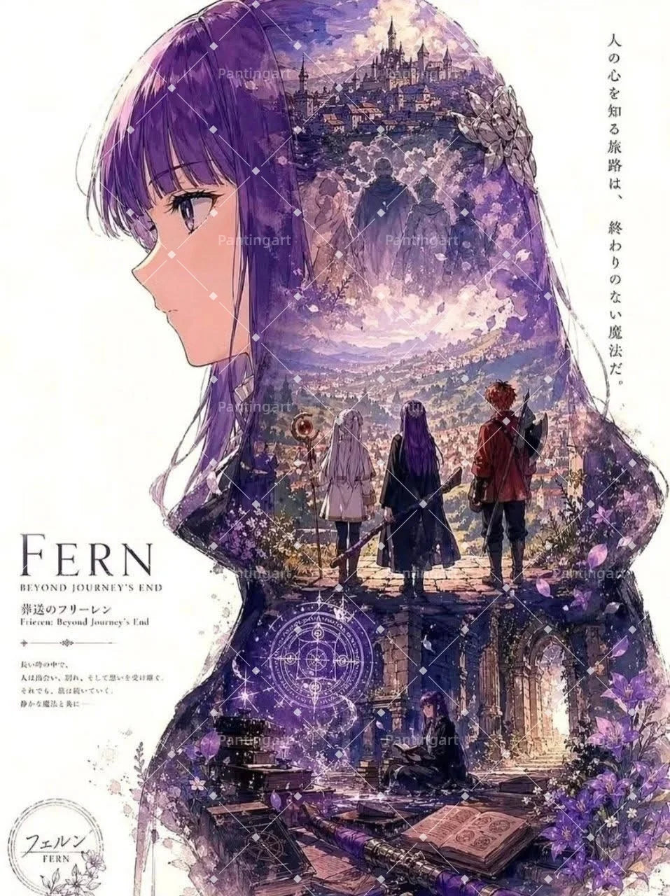 Magic Fantasy F-Frieren Beyond Journeys End Anime Canvas Painting Classic Elf Magic Girl Manga Art Poster Teens' Room Home Decor