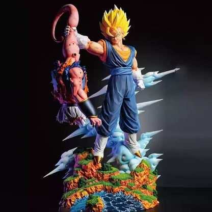 Hot 33cm Cartoon Dragon Ball Z Cartoon Character Majin Buu Vs Vegetto Supports Gk Digital Pvc Statue Collection Model Doll Statu
