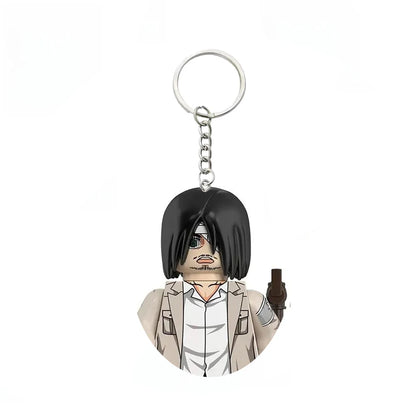 Anime Attack on Titan Building Blocks Keychain Mini Figure Keyring Collectible Toy Pendant for Bag Accessories Fans Gift