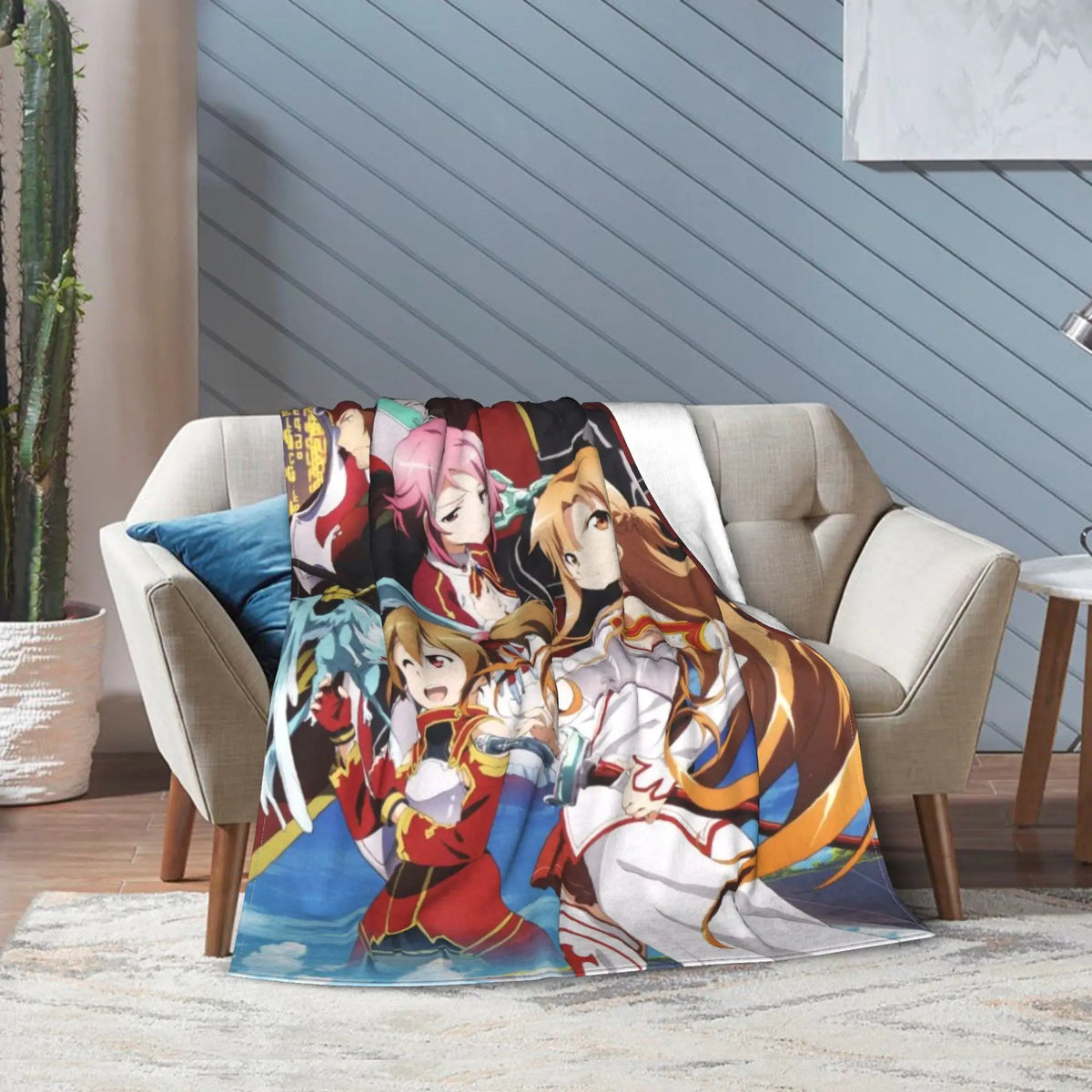 Sword Art Online Kirito Asuna Throw Blanket