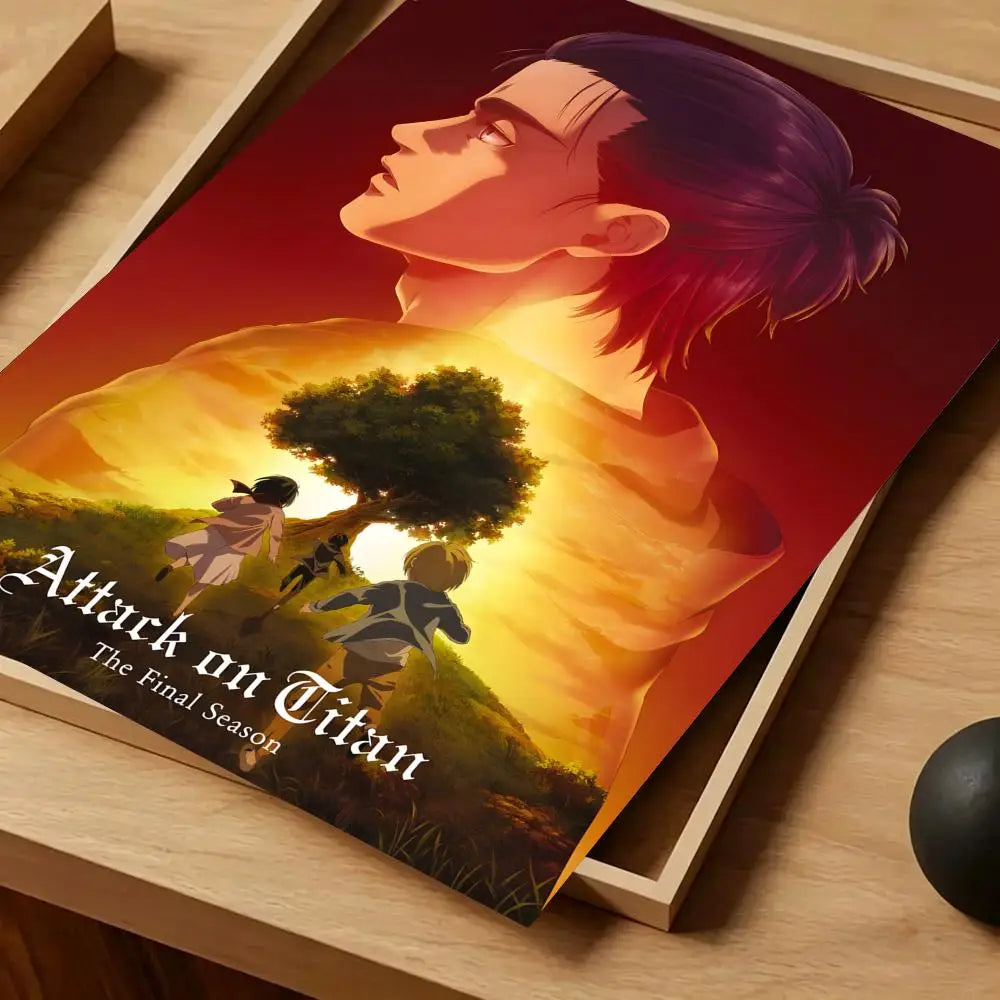 Anime Attack on Titan Poster Self-adhesive Art Waterproof Paper Sticker Coffee House Bar Room Wall Decor