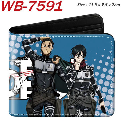 Attack On Titan Eren Jaeger Short Wallet Full Color Anime Character Printed Card Holder Coin Purse Pu Leather For Fans Gift