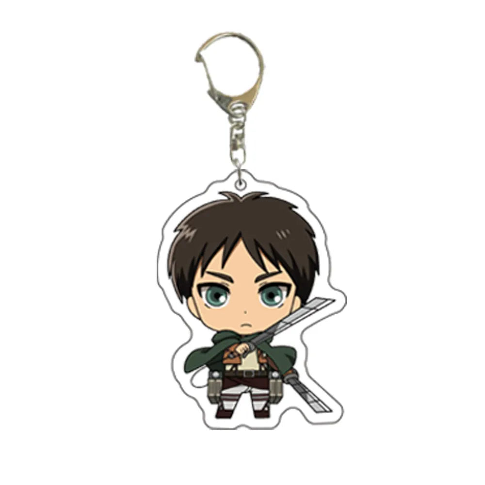 55MM Anime Attack on Titan Figure Eren Jaeger Mikasa Ackerman Armin Arlert Erwin Smith Levi Ackerman Acrylic Keychain Cute Gifts