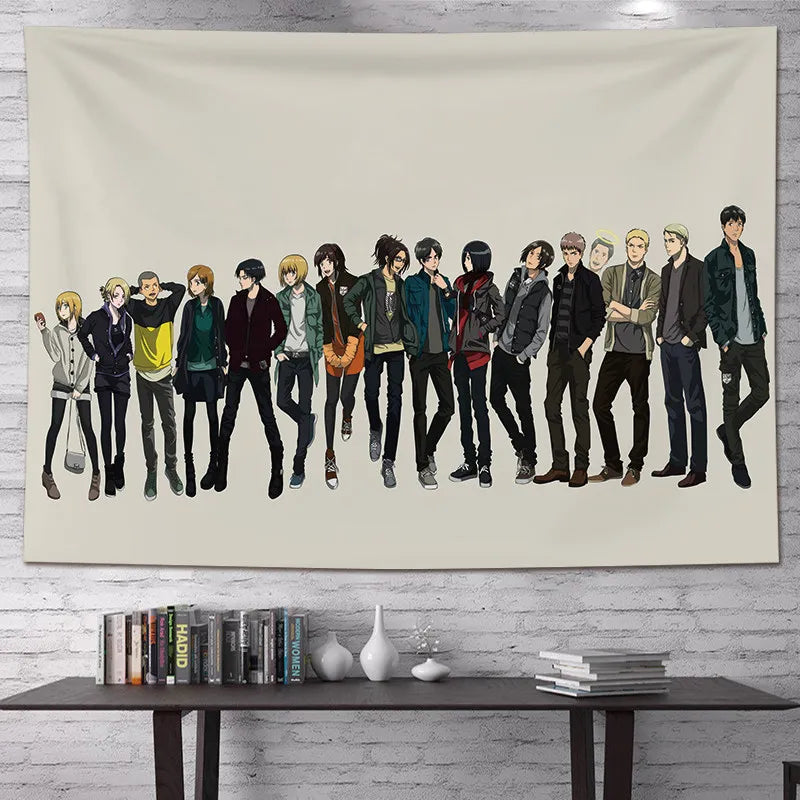 Attack on Titan Anime Tapestry Vertical Cartoon Wall Hanging Art Tapestry for Dorm Bedroom Living Room Home Decoration