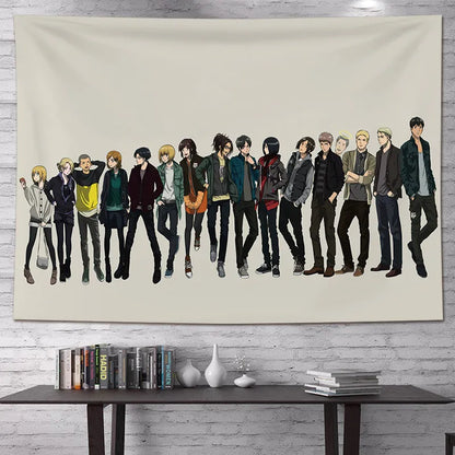 Attack on Titan Anime Tapestry Vertical Cartoon Wall Hanging Art Tapestry for Dorm Bedroom Living Room Home Decoration