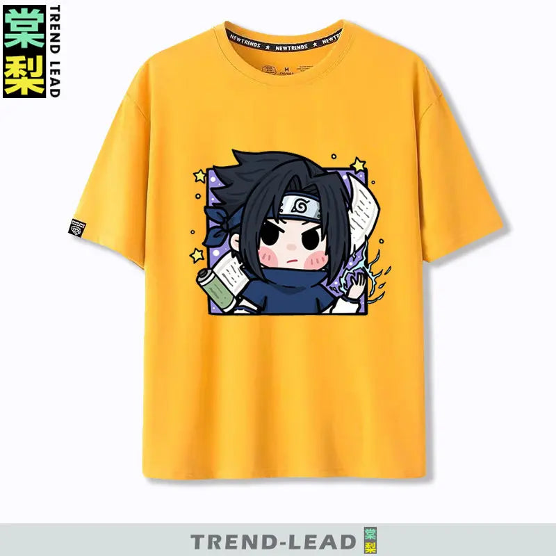Naruto Q-version Uzumaki Naruto Obito Uchiha Sasuke Cartoon Character Children's Short Sleeved Loose Trendy Parent-child T-shirt