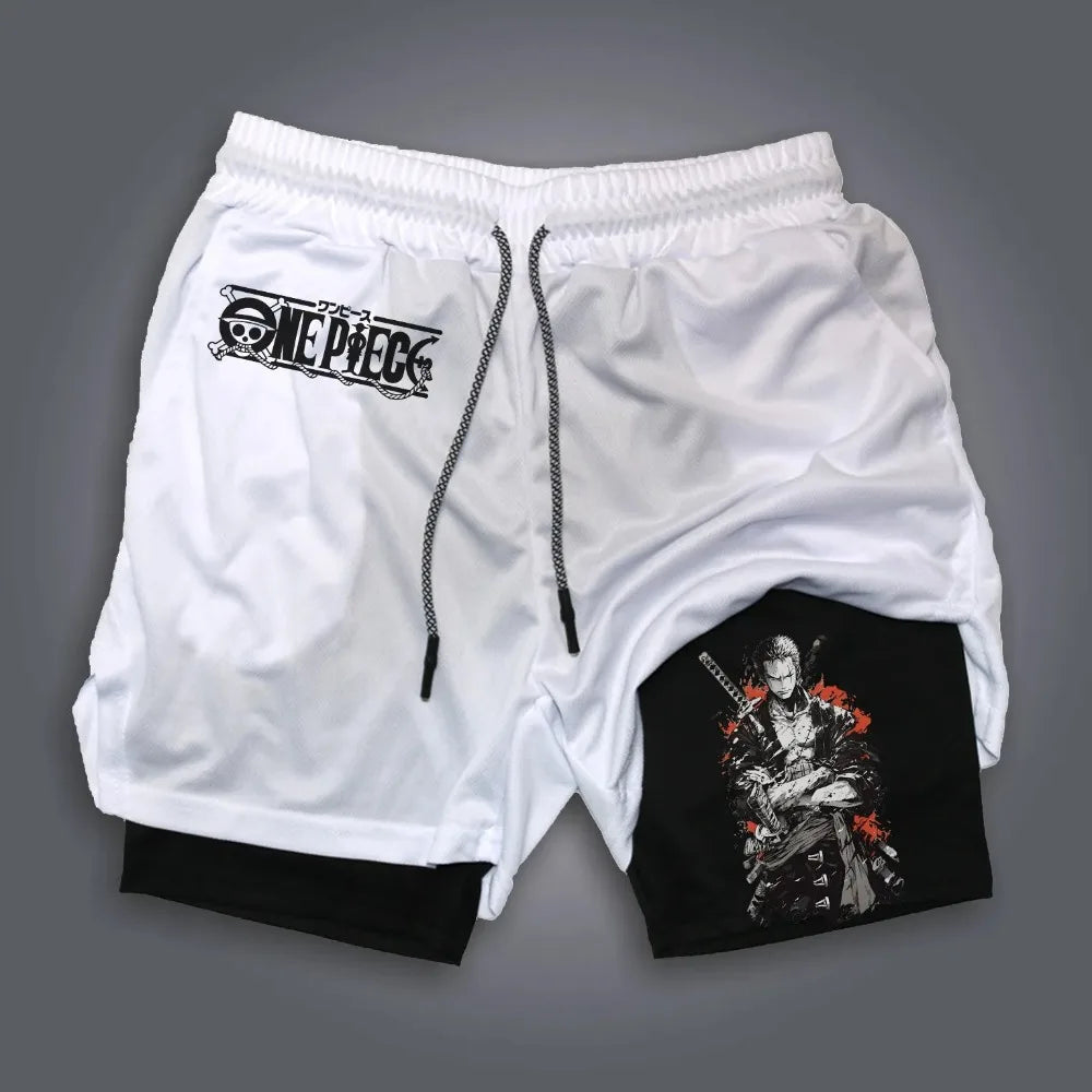 ONE PIECE Shanks Classic Anime Printed Double Layer Shorts 2026 US Summer Unisex Loose Sports Breathable Pants