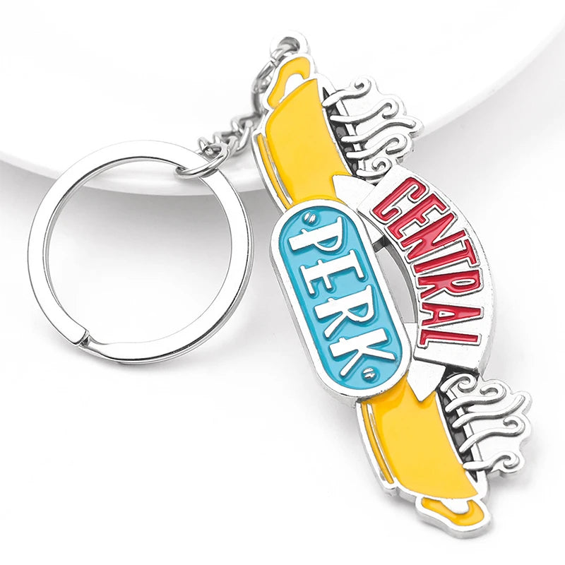 Voikukka Jewelry 2 Colors TV Show Friends Monica's Door Keychain Central Perk Coffee Time KeyChain For Women Men Car Keyring
