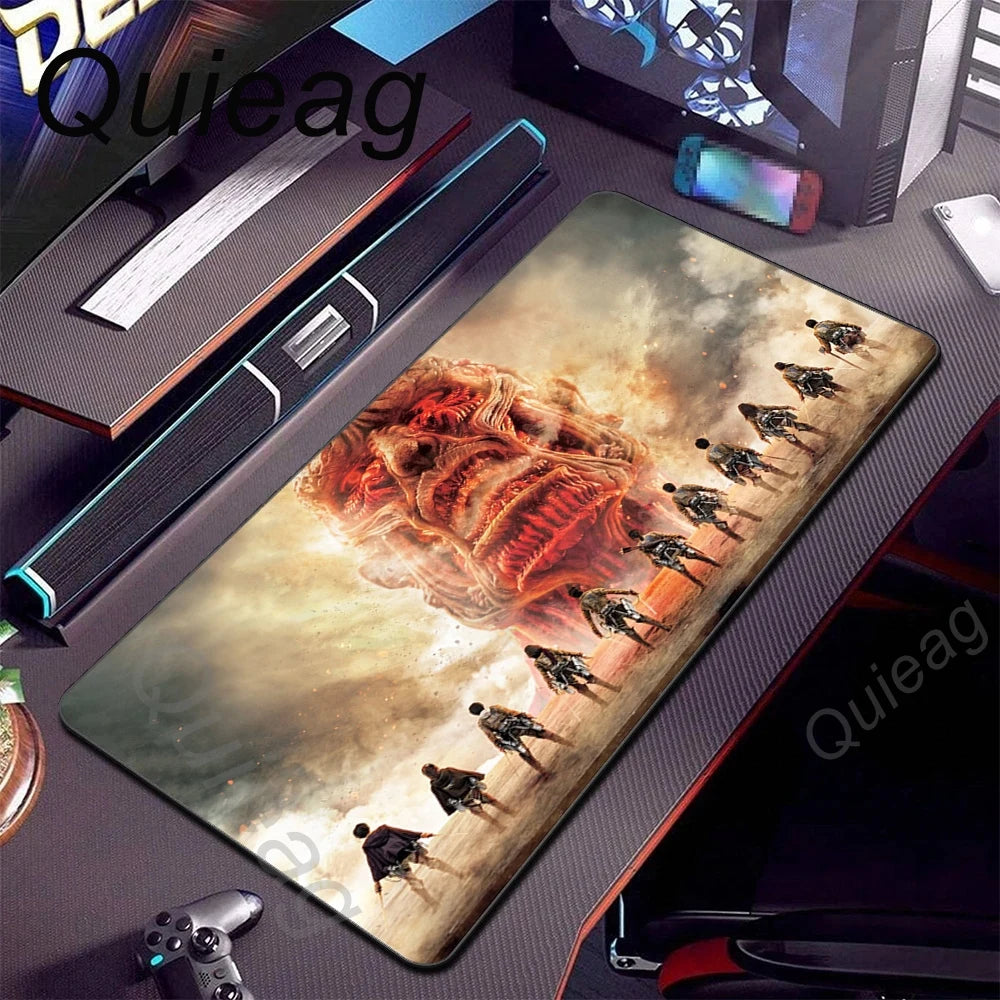 New HD Printing Attack on Titan Anime Desk Mat Large Lock Edge Mouse Pad Computer Mousepad Gaming Laptop Keyboard Mouse Mats Rug
