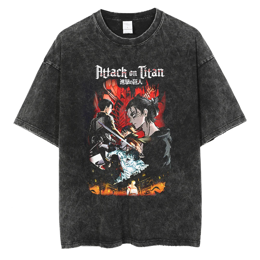 Harajuku Anime Attack on Titan Levi Ackerman Print Tee Men Women Comfortable T-shirts Casual Loose T Shirt Male Cotton Tshirt
