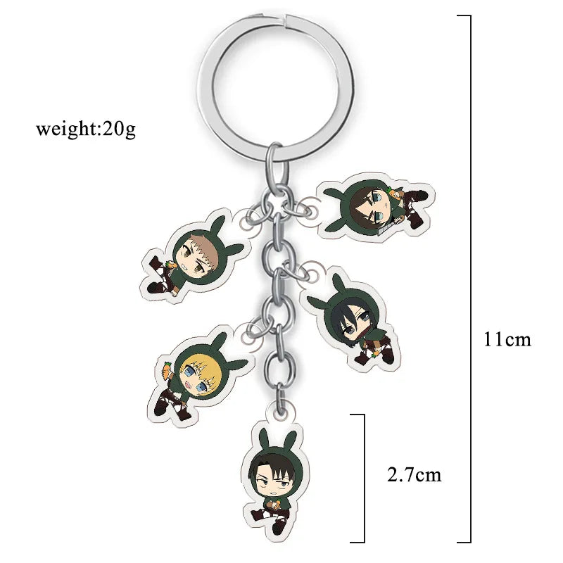 Attack on Titan Acrylic Double Sided Transparent Keychain Set of 5 Anime Accessories Pendant Souvenirs Gift for Fans Collection