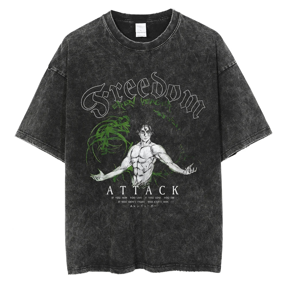 Harajuku Anime Attack on Titan Levi Ackerman Print Tee Men Women Comfortable T-shirts Casual Loose T Shirt Male Cotton Tshirt