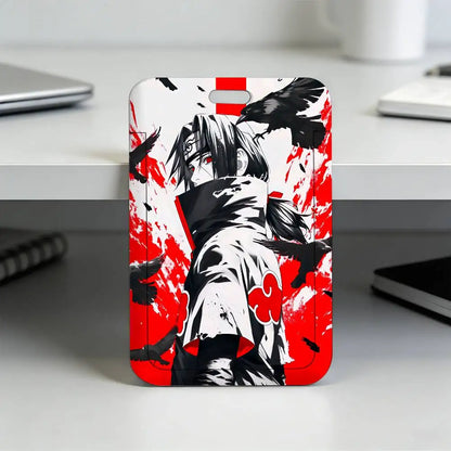 Anime N-NARUTO Akatsuki Itachi Sharingan Transparent Card Holder Employee Plastic Slide Cover Lanyard Work Business ID Bag Bus