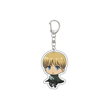 55MM Keychain Anime Attack on Titan Eren Jaeger Mikasa Ackerman Levi Ackerman Hanji Zoe Erwin Smith Acrylic Key Chain Cute Gifts