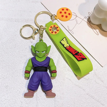 Anime Dragon Ball Keychain Fashion Jewelry Son Goku Vegeta Piccolo Action Figures 8CM PVC Key Ring for Men Women Bag Pendant