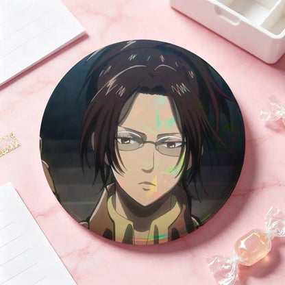 Hange Zoe Attack On Titan Anime Badges 25 32 44 58 75 Mm Round Cosplay Pin Bag Decor Fans Collect Friends Gifts Brooch Souvenir