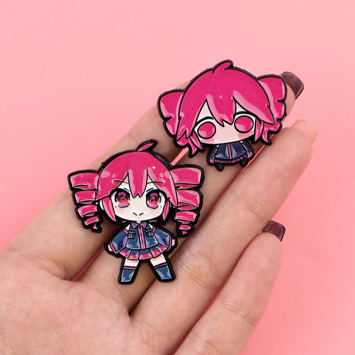 Cute Pink Girl Brooches on Clothes Lapel Pins for Backpack