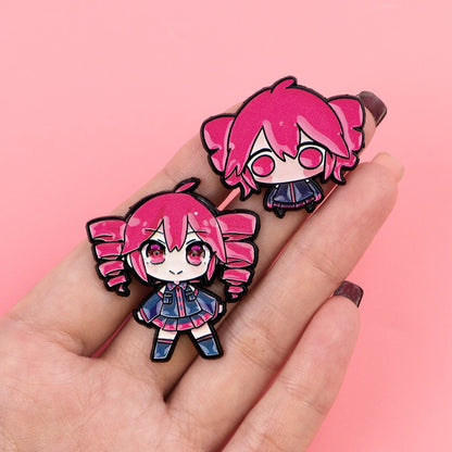 Cute Pink Girl Brooches on Clothes Lapel Pins for Backpack