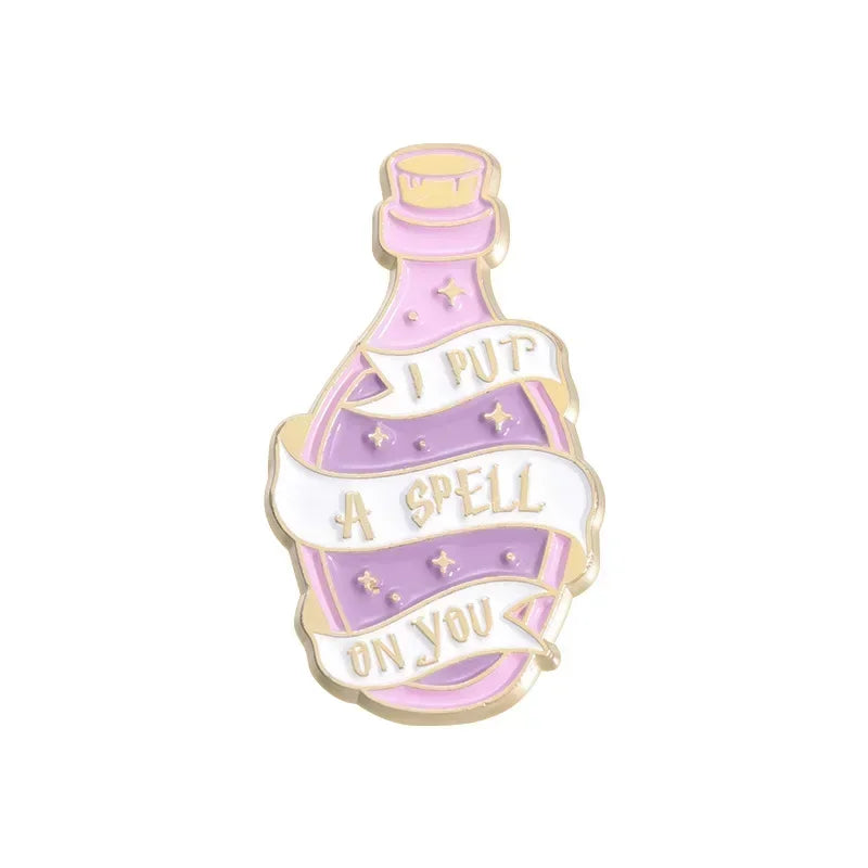 My Broom is in The Shop Brooch Enamel Pins Funny Text Magic Bottle Brooches Lapel Badges Backpack Jewelry Fan Gift Wholesale
